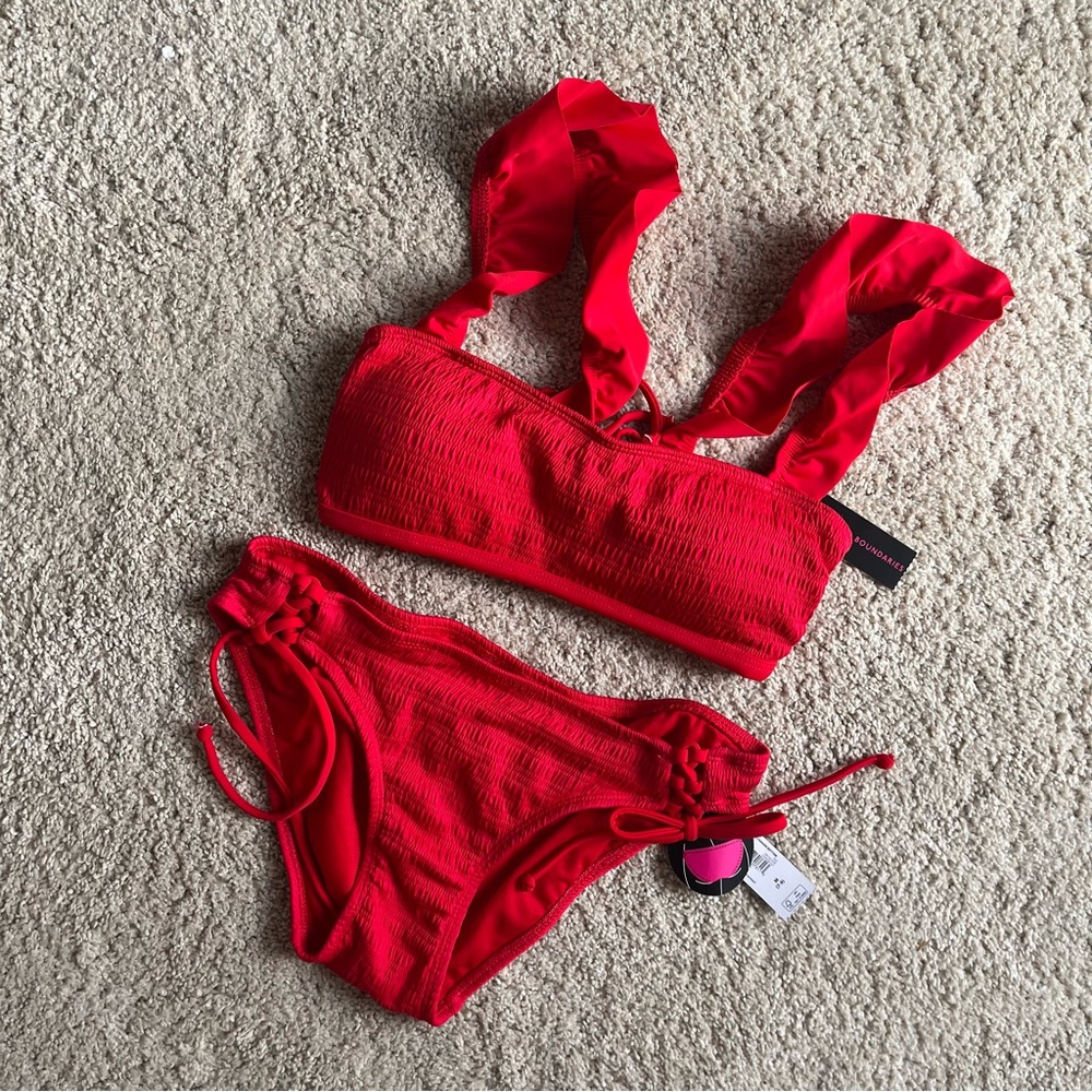 Red Bikini with Ruffle Straps